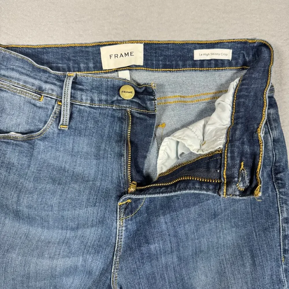 FRAME Denim Women's Premium Le High Skinny Crop Blue Jeans Stretch Mid Rise - 27